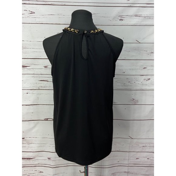 Lavish Black Gold Embellished Neck Women's Size Large Halter Style Flowy Elegant - Picture 5 of 8